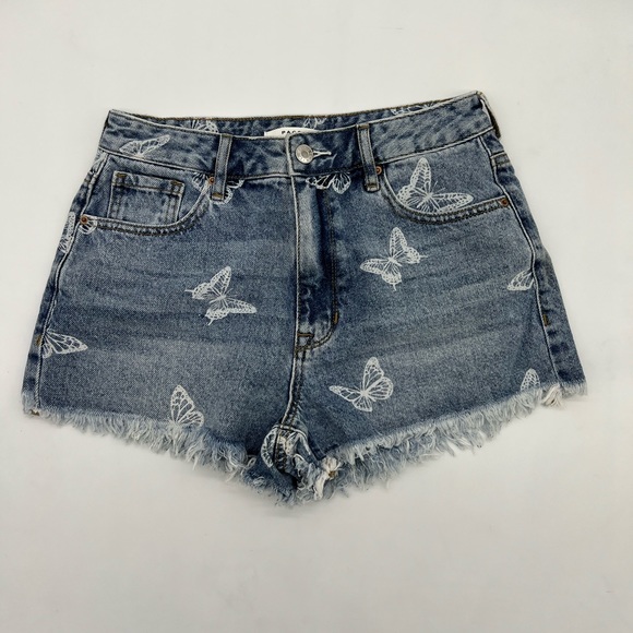 PacSun Butterfly High Waisted Denim Festival Shorts SZ 26 - Picture 4 of 13